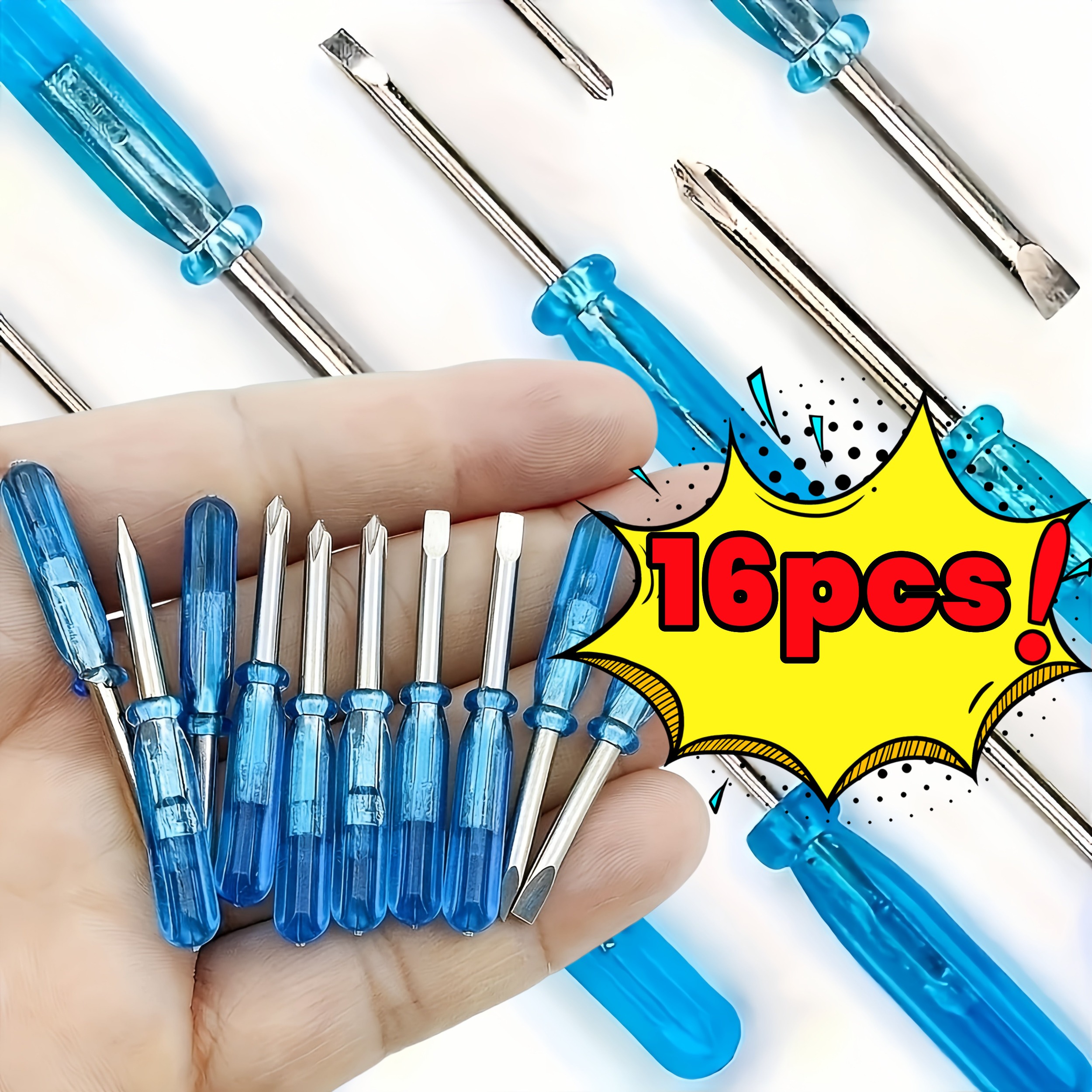 TEMU Ensemble de mini tournevis 16 pièces multi-scènes, idéal pour la réparation de jouets et - Comprend des tournevis micro-plats et Phillips de 2