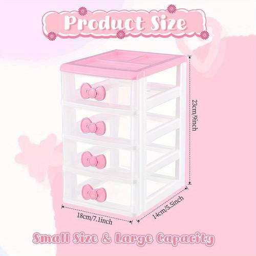 four layer pink desktop plastic storage box miscellaneous storage cabinet multi layer drawer style cosmetics storage box