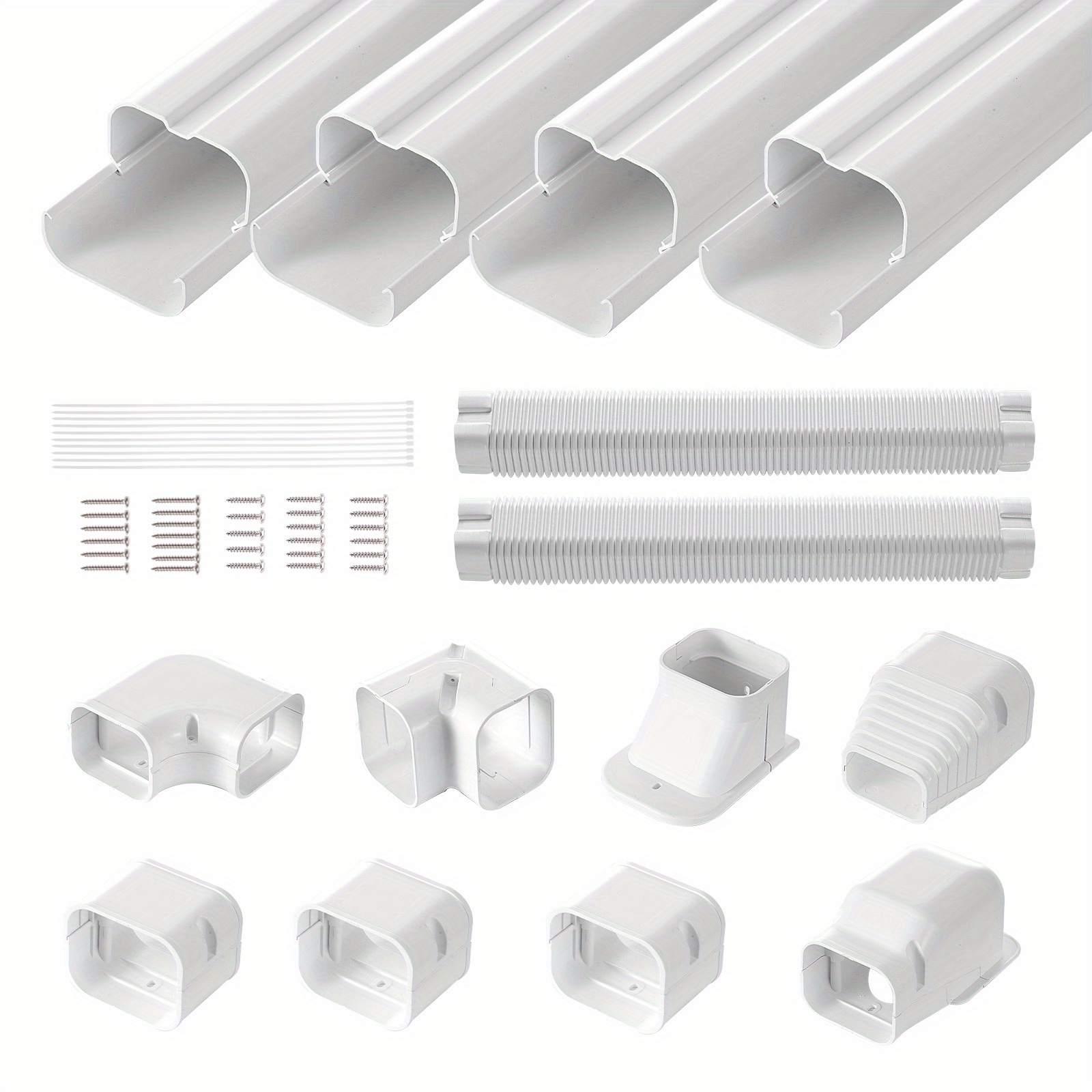 

Vevor Set - .6ft L, Pvc Decorative For Air Conditioner 4 Straight Ducts & To Install, Paintable For Pumps,