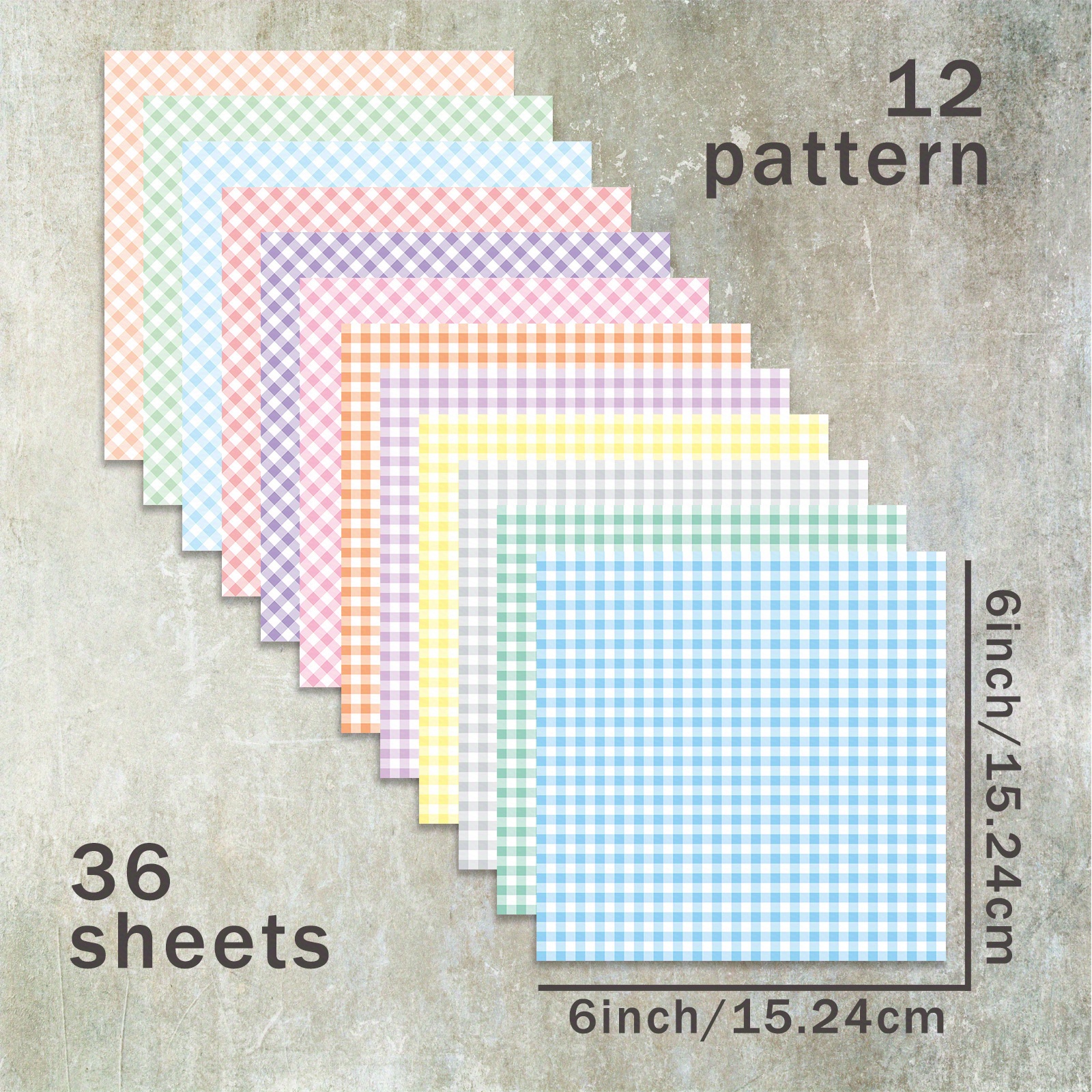 Image of 36 Sheets 6inch (colorful Simple Grid Background) Paper, Suitable For Bullet Journal Junk Magazine Greeting Cards And Crafts