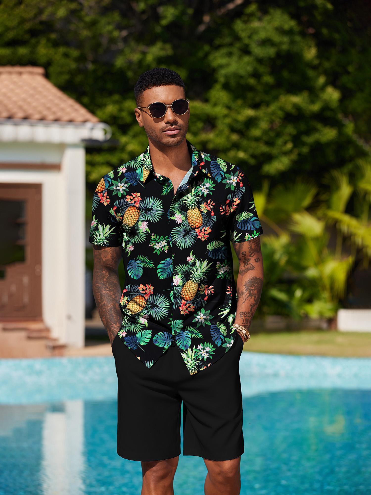 Beach Outfit Floral Shirt And Shorts Mens *'S Hawaiian 2pcs Outfits