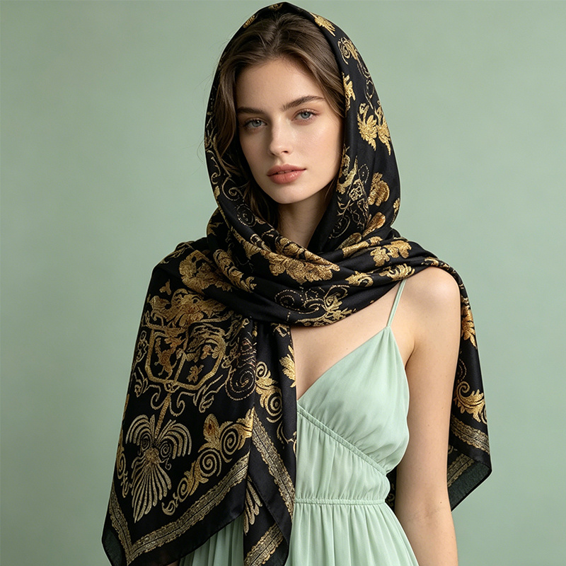 100   baroque patterned exquisite silk shawl silk satin large shawl a ladies accessory suitable for  