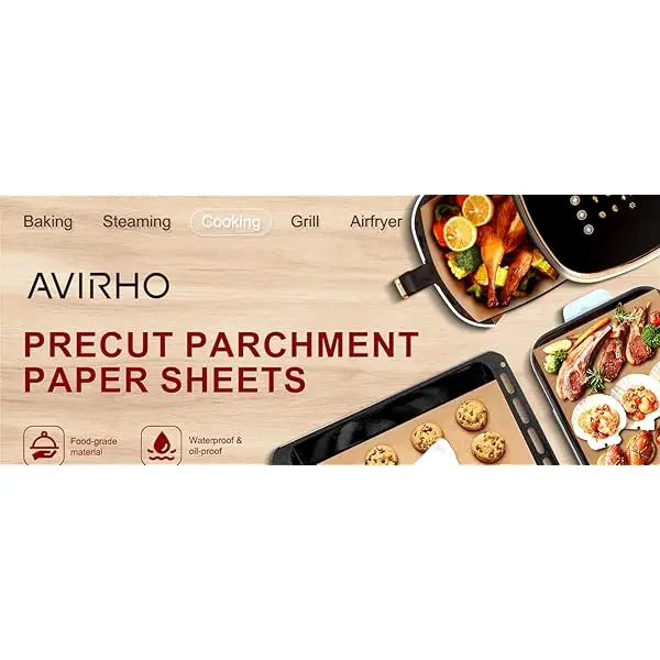 300 count precut baking sheets - heavy-duty parchment paper liners, , oven, air fryer, grill, steamer safe - pre-cut to size for - ideal for , cupcakes, pizza, pastries, bread - kitchen & restaurant use - compatible with & , oven safe liner, versatile liner, material, cooking liner, professional chefs Product details 0