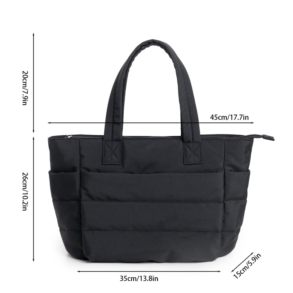 chic lightweight puffy women's tote bag zipper quilted - Temu