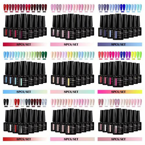 8pcs set of colorful gel nail polish suitable for gel polish pink multi and winter gel polish led gel nail polish suitable for nail art