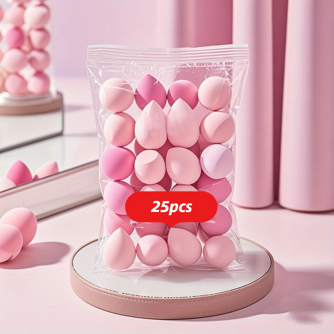 TEMU 20/ 25pcs Non-absorbent Makeup Sponges, Angled Beauty Blenders With Case