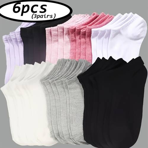 imagem do item 6 unidades (3 unidade) de meias curtas de combinação em cores mistas, unissexo, finas, respiráveis, de cor clássica, mistura e combinação, adequadas para a e o verão, meias curtas da moda