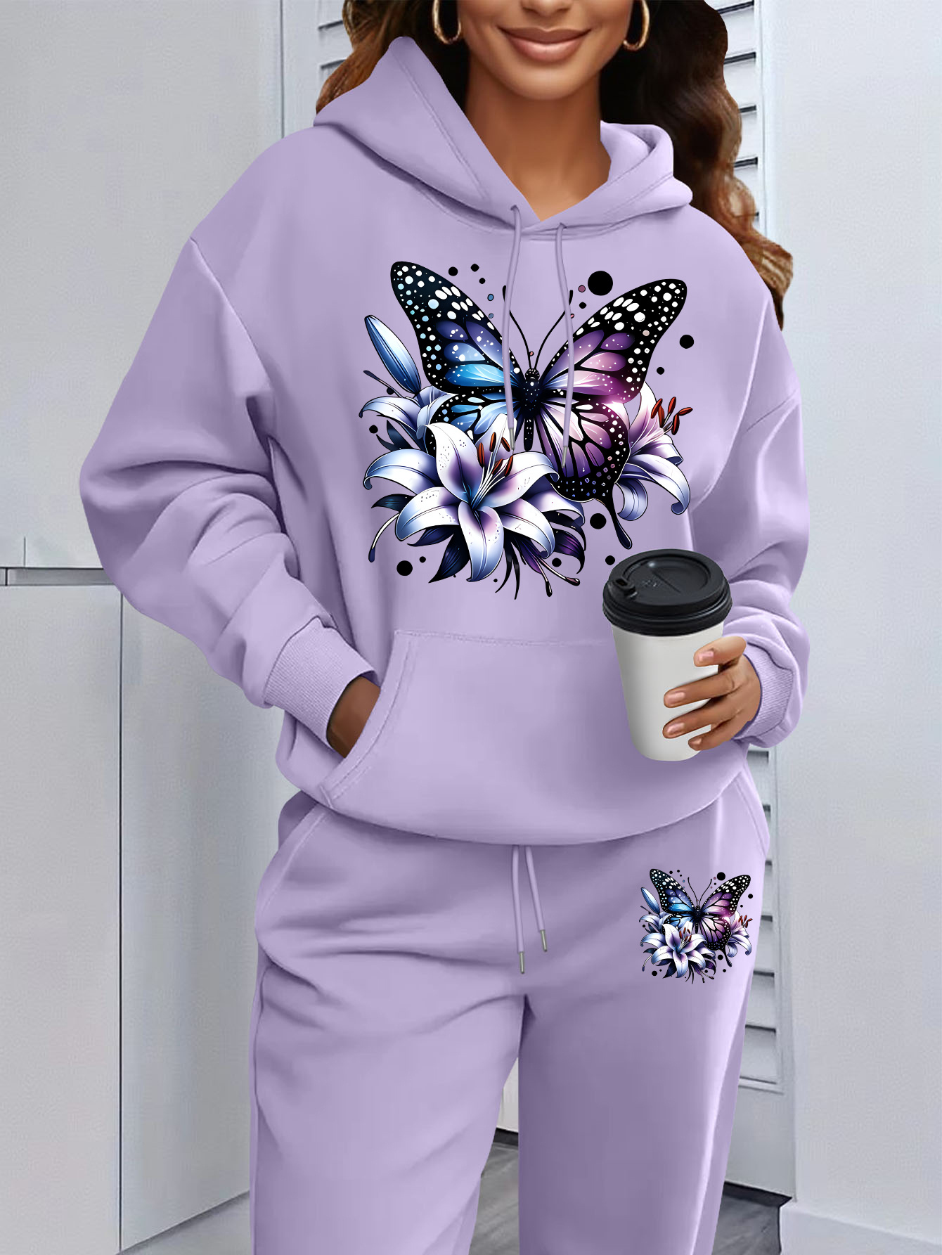 Womens Casual Two Piece Set Featuring A Color Design With Printed Patterns Long Sleeves...