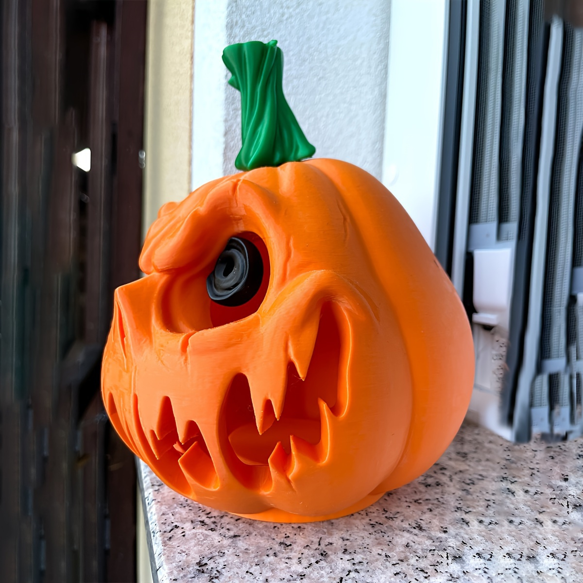 giant halloween pumpkin resin decoration spooky skull with glowing eyes sharp teeth   for indoor outdoor festive decor   halloween   and memorial day halloween decorations halloween decorations halloween decor Product details 0