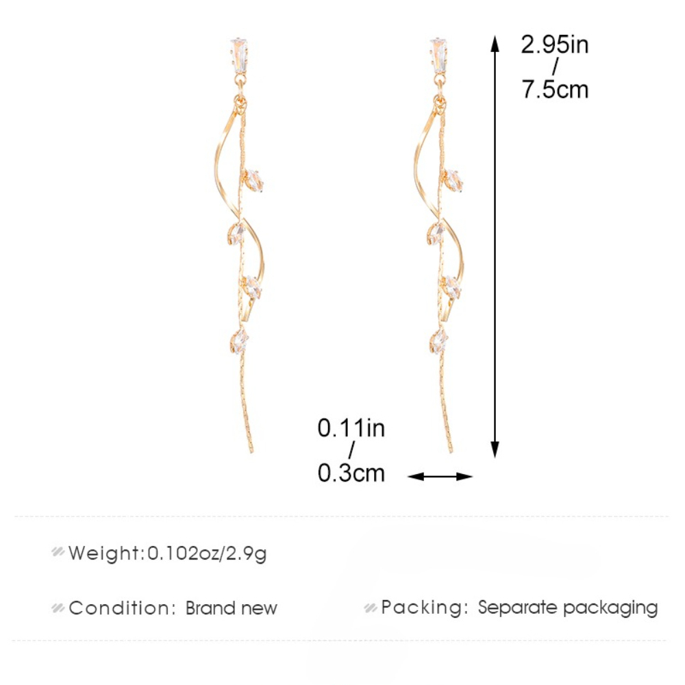 Exquisite Tassel Earrings with Synthetic Zirconia, Elegant Design