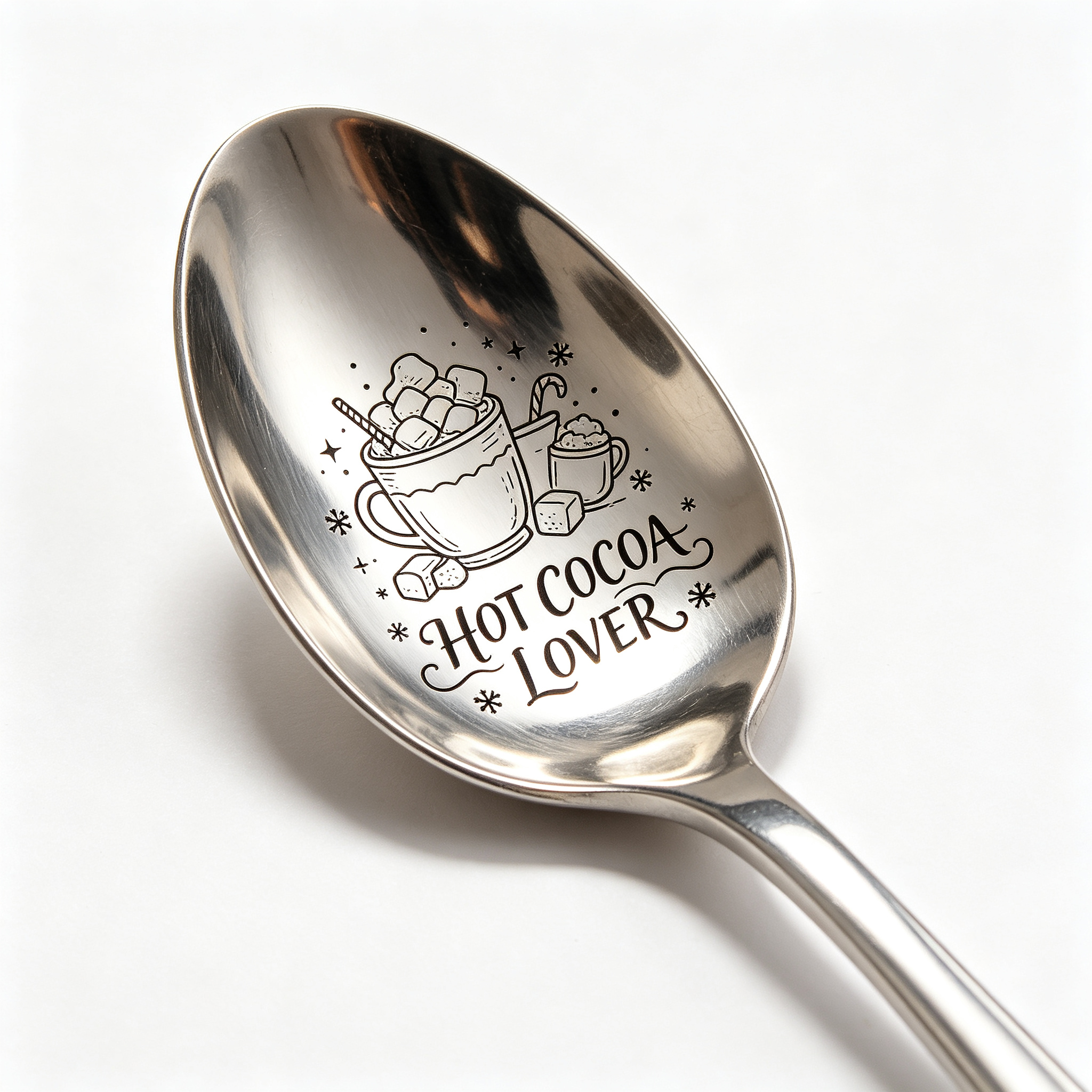 TEMU Lover Laser Engraved Spoon Gift Christmas Coffee Tea Dessert Long Handle