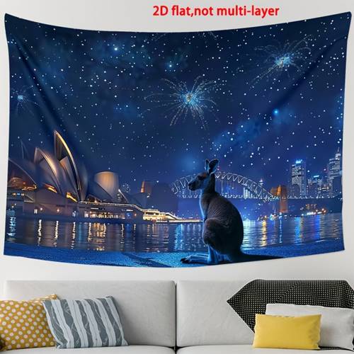 2d flat 1pc australia themed party banner backdrop suitable for celebrations kangaroo night scene decor vibrant print banner for birthdays weddings australian souvenirs gifts photo background for home decor 2d flat