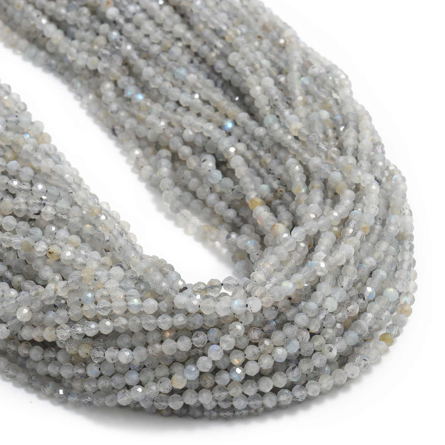 TEMU Perline Sciolte Spaziate in Labradorite Naturale a Taglio a Sfaccettatura e Quadrate /3/4mm per Creazione di Gioielli Fai da Te, Braccialetti,