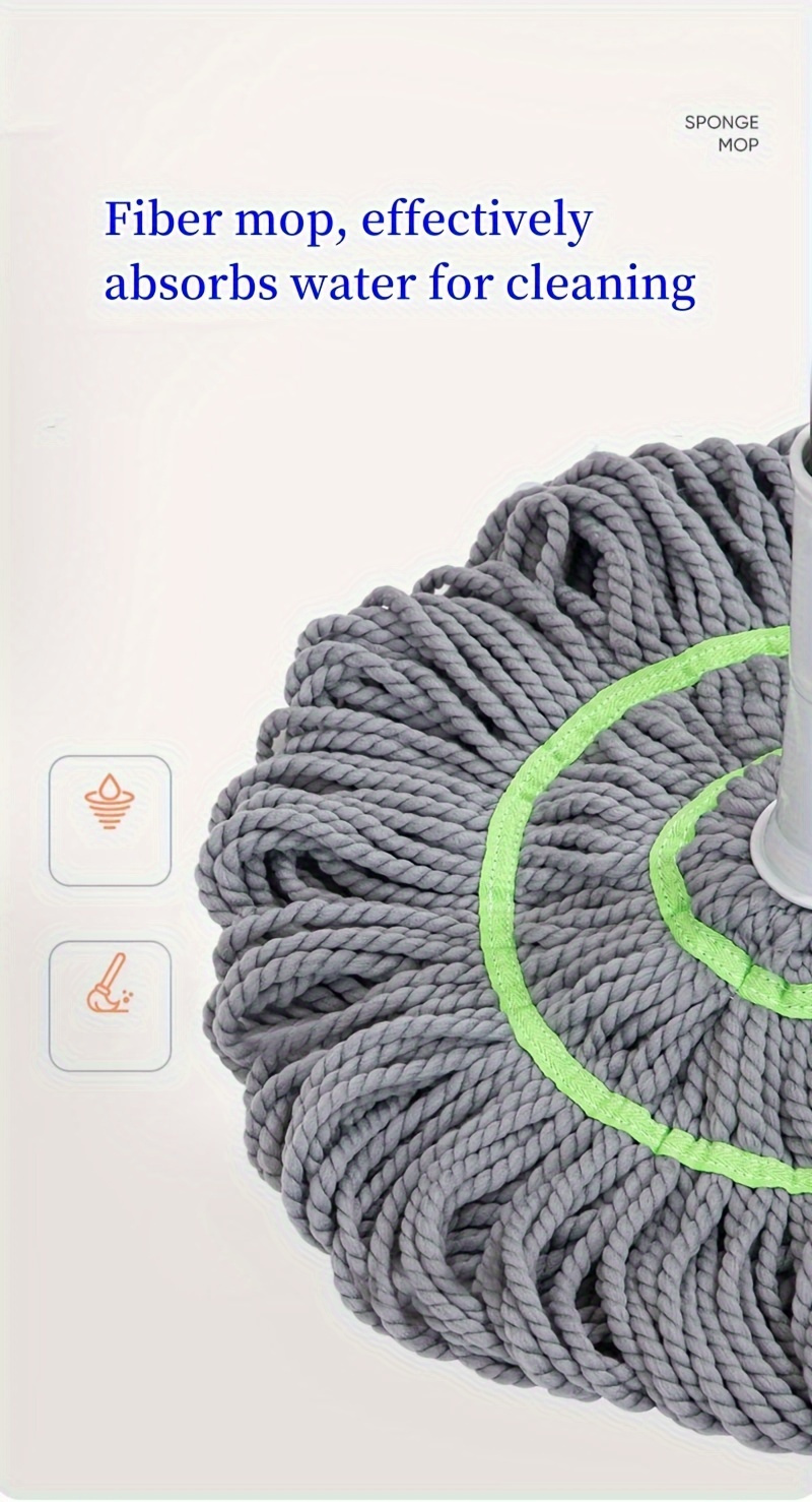 easy twist hands free mop with one hand twist wrinkle resistant design ergonomic handle no hand washing needed durable grey microfiber for kitchen bedroom living room floors versatile floor cleaner userfriendly cleaner textured cleaning cloth sturdy construction pet owners details 3
