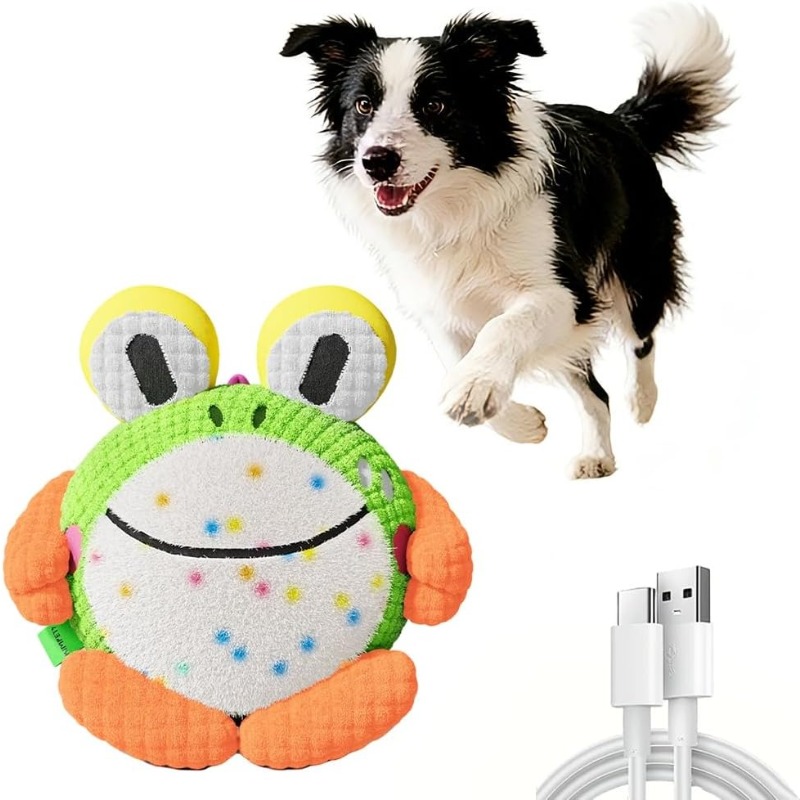 TEMU Canine Playthings, Plush Pet Toy With And Whistles, Rechargeable Via Usb, Machine Washable, And Easy To Take Apart Squeaky Toy Suitable For Dogs Or Cats (frog)