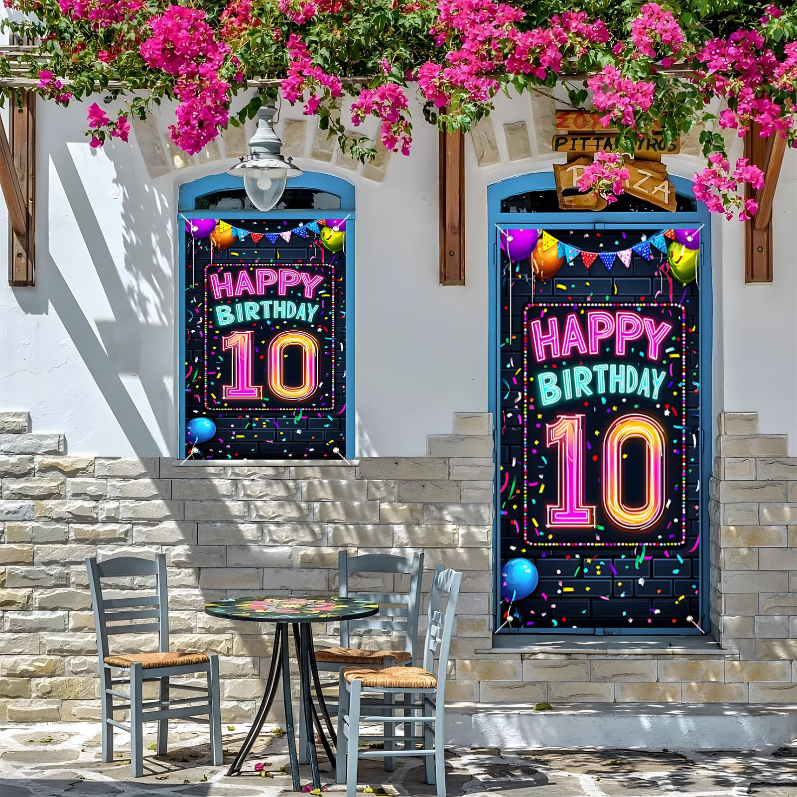 

Couverture de Porte Néon 10e Anniversaire - Décoration de Fête pour Célébrations Intérieures & Extérieures, Parfaite pour le An Chinois, la , Noël & la Saint-Valentin