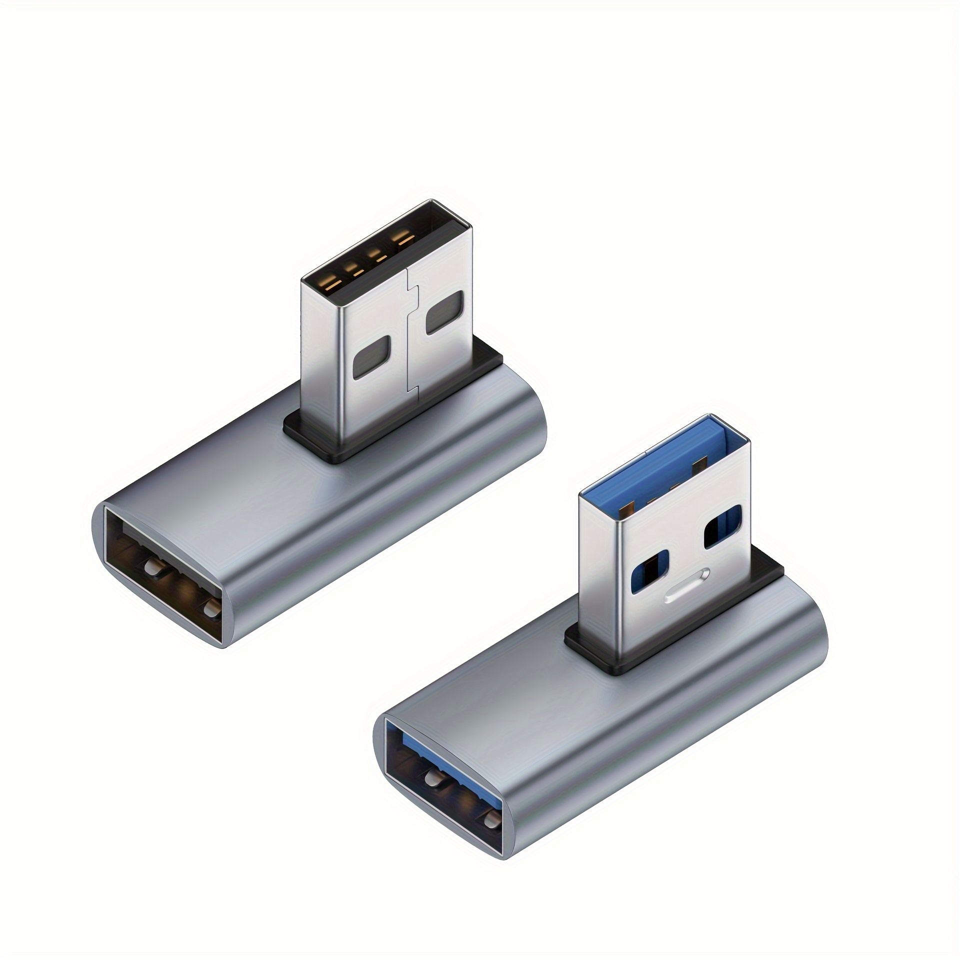 TEMU 2pcs Wowssyo Usb Female To Male 360° Rotating Adapter - 10gbps Charging And Data Transfer, Compact Aluminum Alloy L-shaped Design, Suitable For