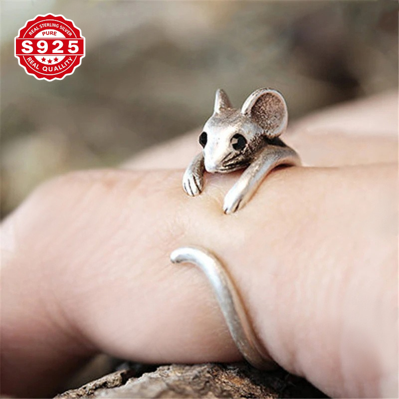 TEMU 1pc Exquisite Light , S925, Geometric , Cute Little Mouse , Fashionable Ring, Luxurious And Exquisite Style, Multifunctional For To