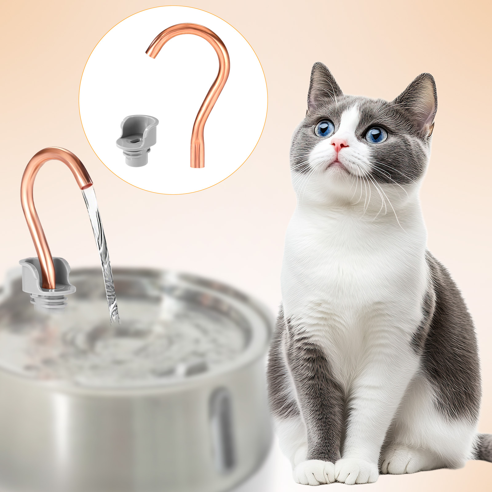 Image of 1pc Of Useful Replacement Components For Pet Water Fountain: With A Spout And Holder To Water Flow, Without Battery