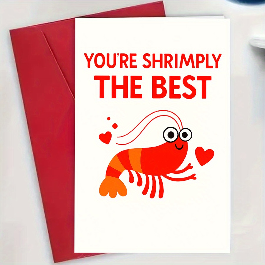 1pccute Shrimp Pun Greeting Card Perfect For Expressing Appreciation And Love Family Or Coworkers Ideal For Birthdays Thank You Or Momentsenvelope + Greeting Card