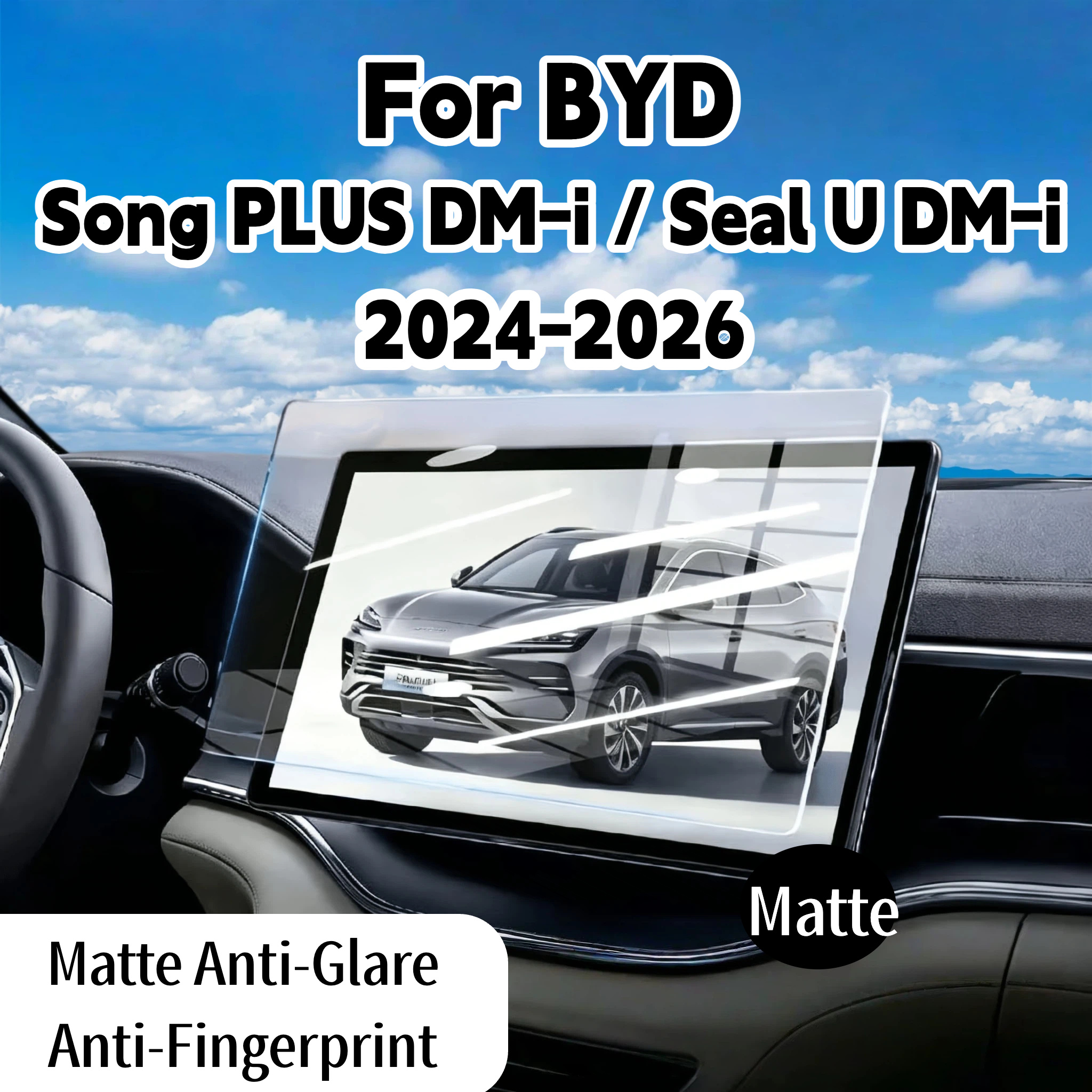 TEMU 2 stuks/1 set matte flexibele schermbeschermerset voor PLUS / Seal U 2024-2026 | 15,6" bediening + 12,3" instrumentenpaneelfolie, antireflectie,