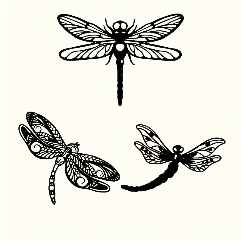 TEMU [2d Flat] 3 Dragonfly Wall Decorations, Outdoor Dragonfly Garden Art, Indoor And Outdoor Fence Decorations, Made Of Polypropylene, Suitable For