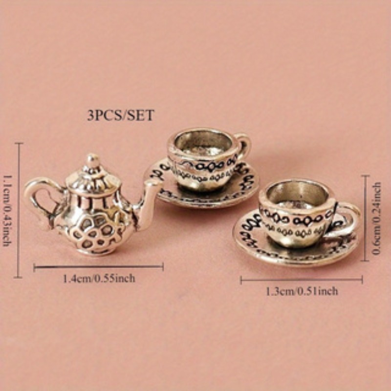 TEMU [hchao Sz][hch Happy] Living Room, Outdoor Scene 1:12 Doll House Miniature Simulation Tea Set, Mini Teapot Teacup 3pcs Set, Afternoon Tea Scene
