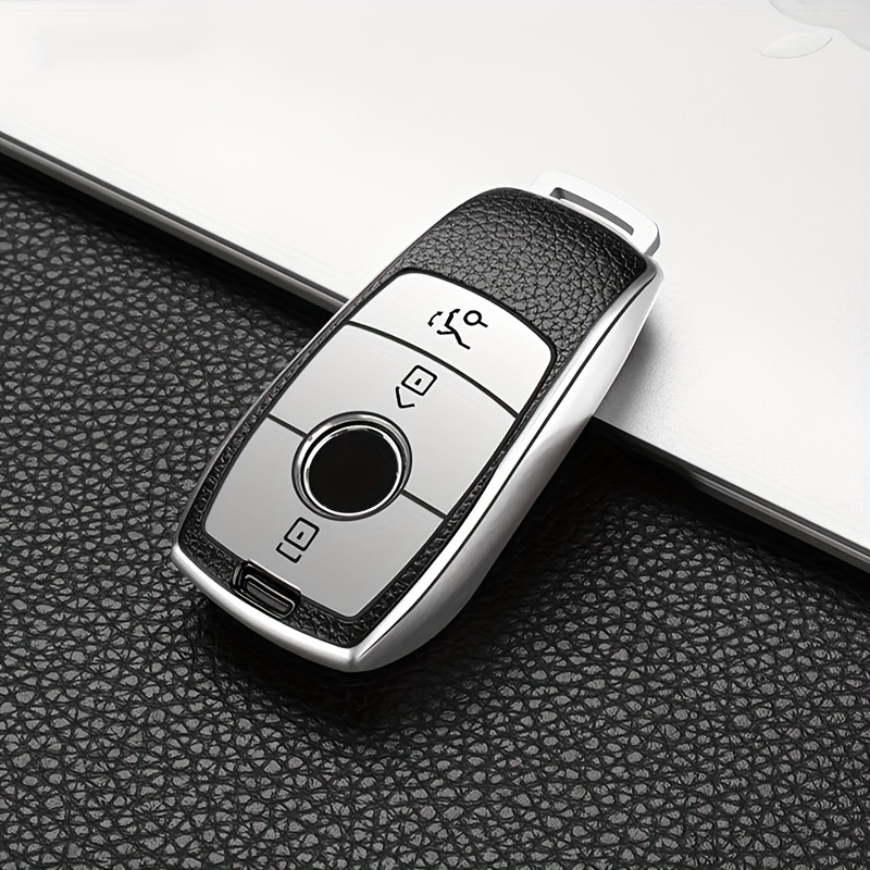 E-shop 1 Stück PU-Leder Schlüsselhülle für Mercedes-Benz Kompatibel mit A G CLA Klasse W213 W177 W205 W222 X1"67" W176 AMG Modelle Langlebiger