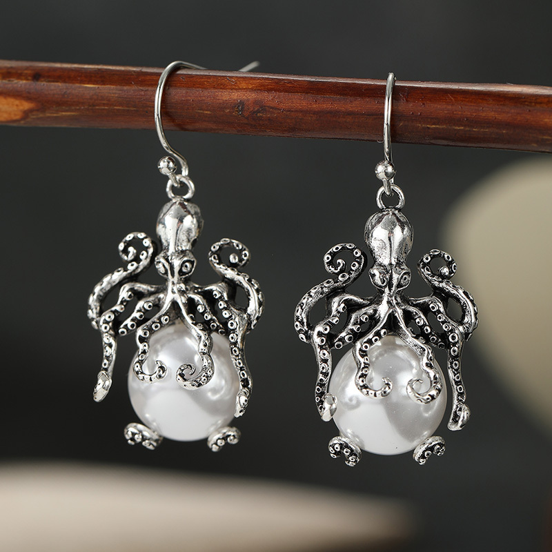Hollow Octopus Shaped Lightweight Ear Hook Earrings
