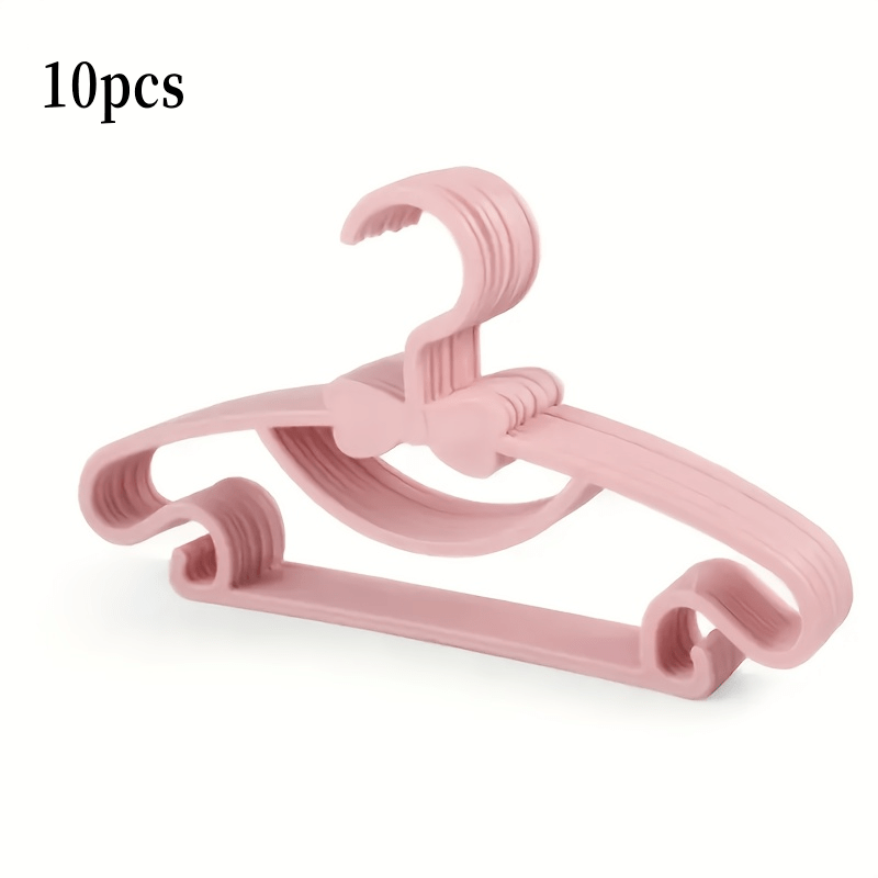 Image of 10-pack Children's Hangers With Bows - Durable Plastic, Expandable, - Suitable For Newborns, Toddlers, And Children - Gift