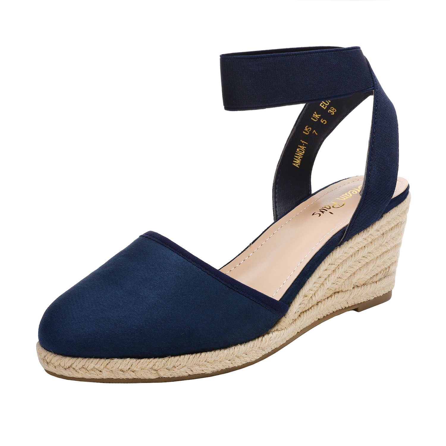 Dream Pairs Women's Classic Block Heel | Elastic Ankle Strap, Fabric Upper, Tpr Sole, Round Toe, Solid Color, , Slip-on Closure, Women Shoes