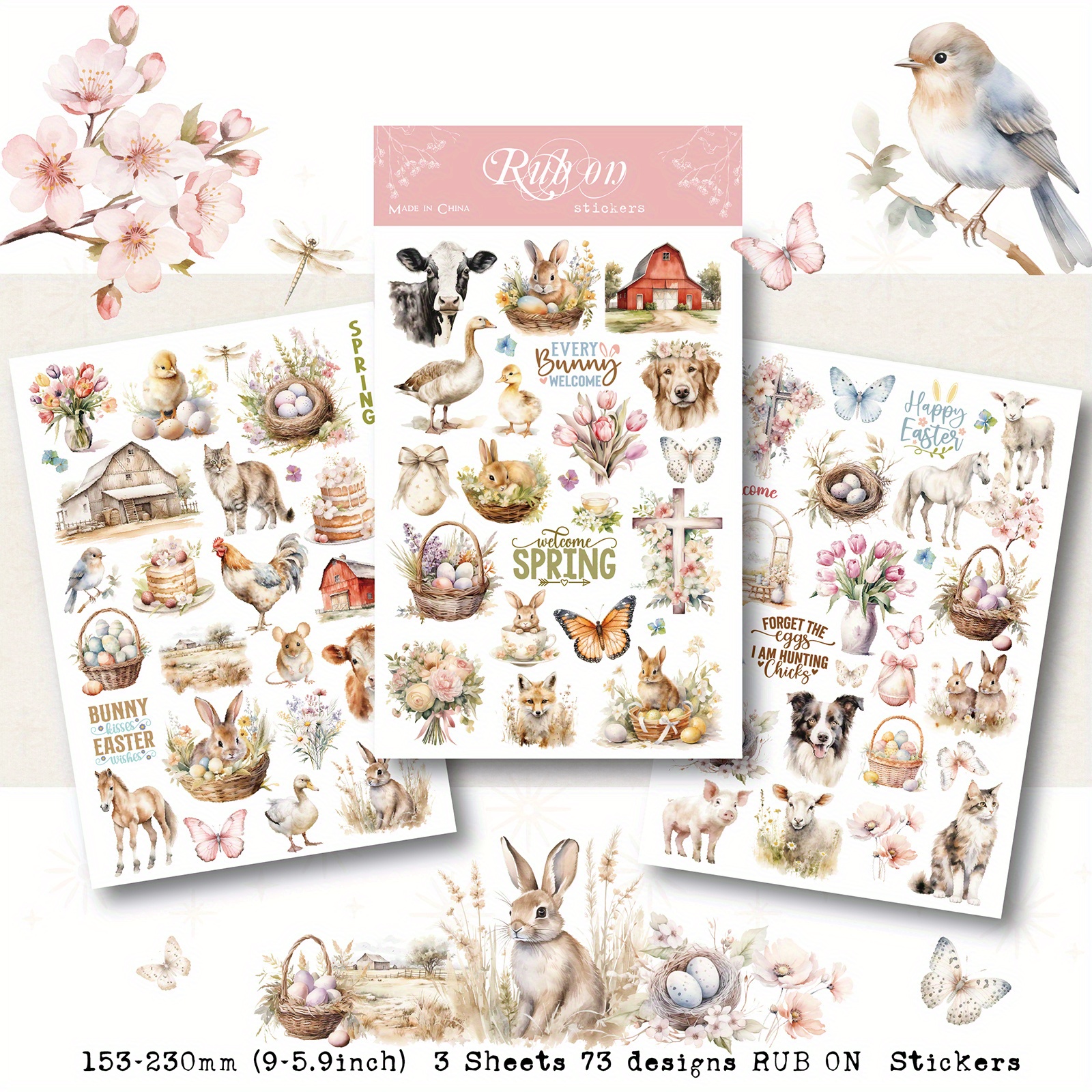 Image of Diy Sticker Easter Spring Eggs Ransfer Material Rub On For Scrapbooking, Flower Decoration, And More, Ideal For Crafts, Diy Arts, And Furniture Decoration Projects