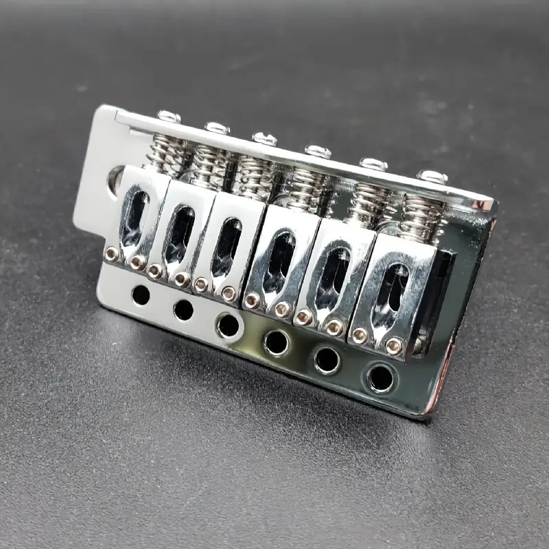 1 Set Alloy 6-String Flat Saddle Single Tremolo Bridge System for Electric Guitar, Including Bridge Plate, Tailpiece, and Installation Accessories- Silvery/Golden/Black, Guitar Hardware