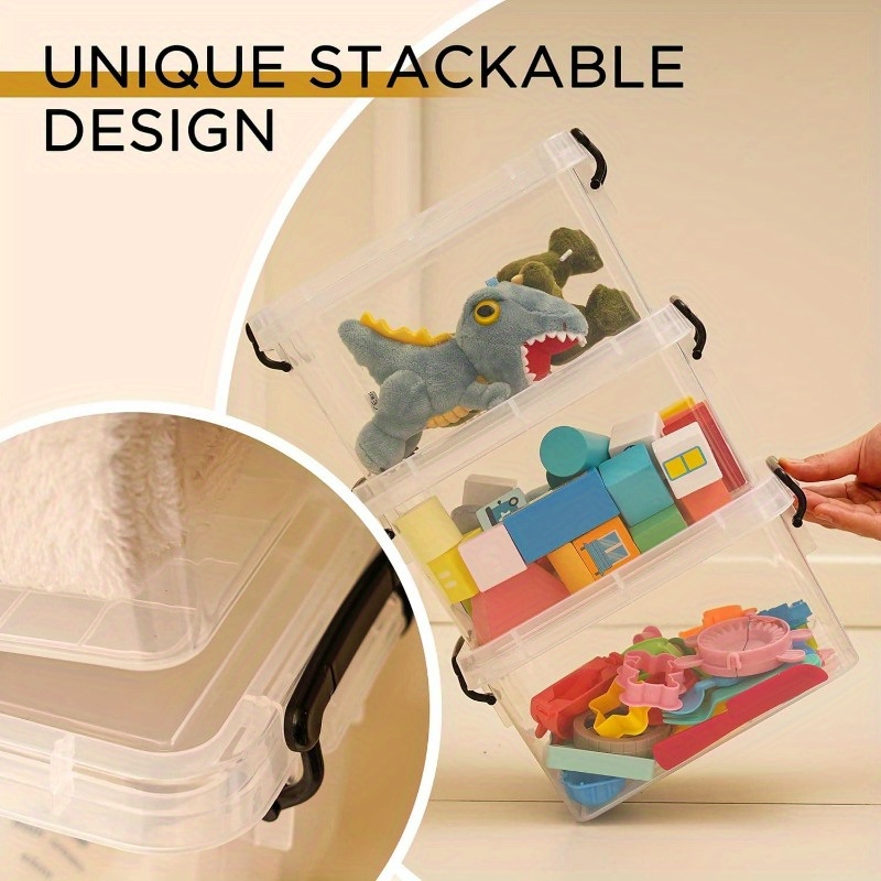 2pcs Lidded Plastic Storage Boxes, Stackable Organiser Baskets