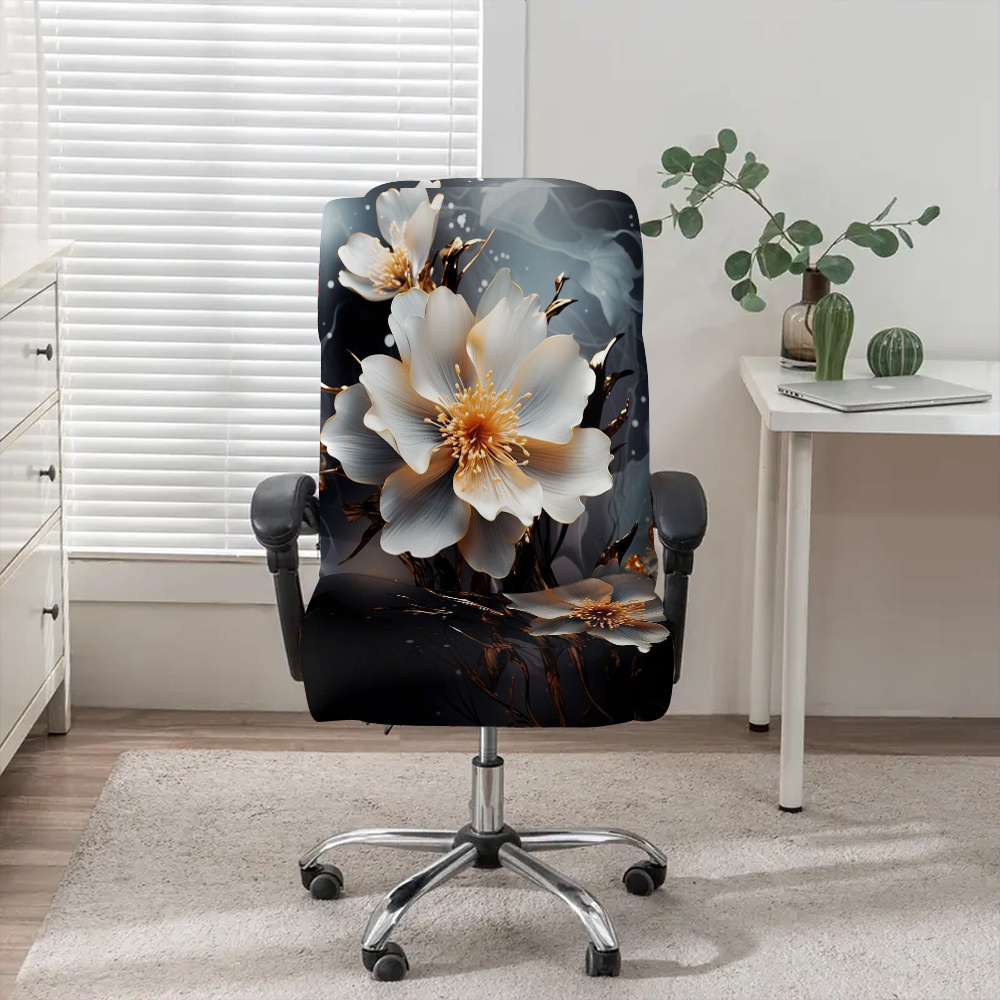 TEMU 1pc Luxury Office Chair Cover With Platinum-gilded Pattern, Zipper Closure & Brushed Suitable For Chair, Computer Desk Chair, Game Chair -