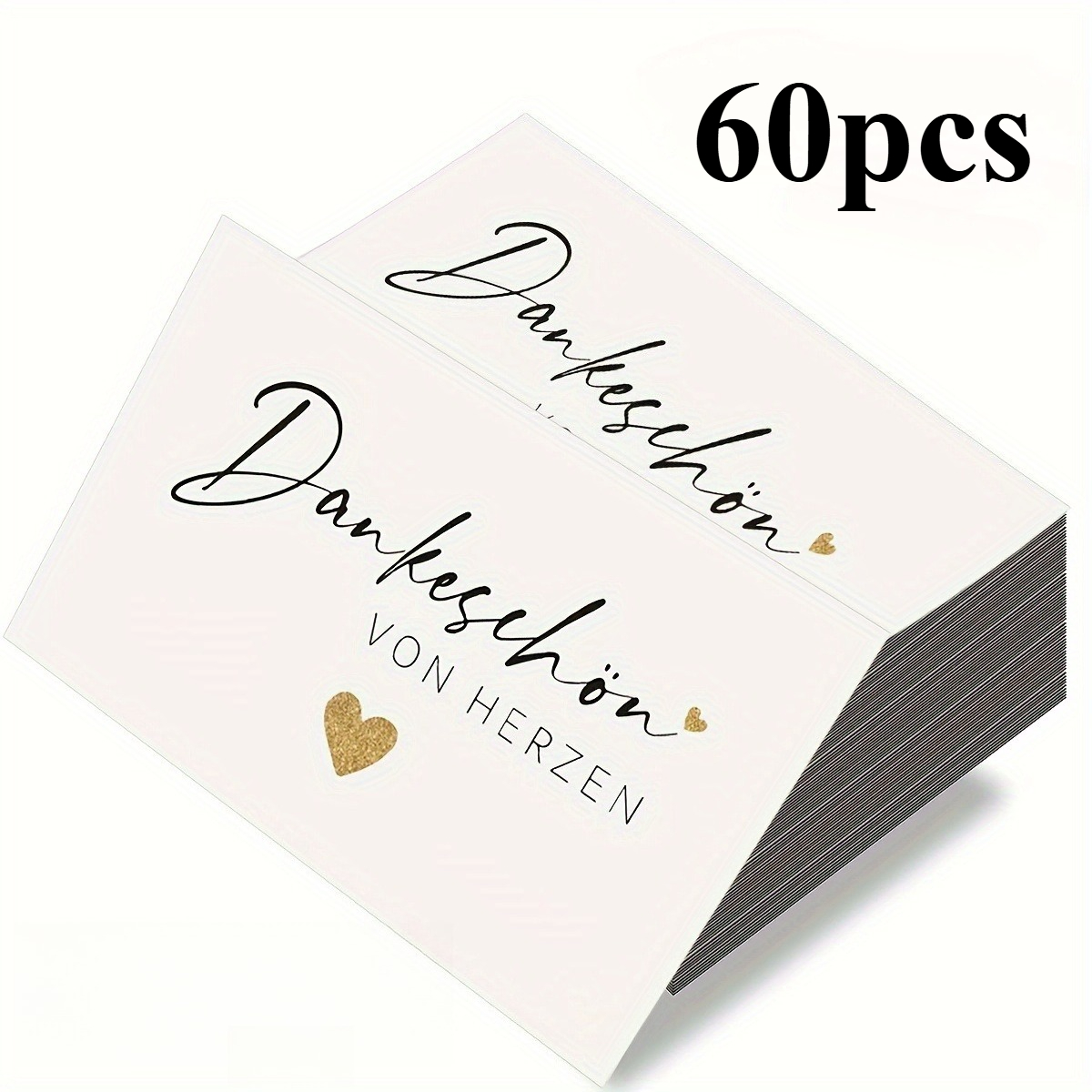 30/60pcs German Thank You Cards Postcards, Heart-shaped Design, Suitable For Birthday Party Gifts, Wedding Favors, Small Business Supplies, Online Store Packaging Inserts
