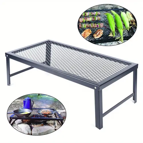 foldable camping pit grate campfire cooking portable stand equipment