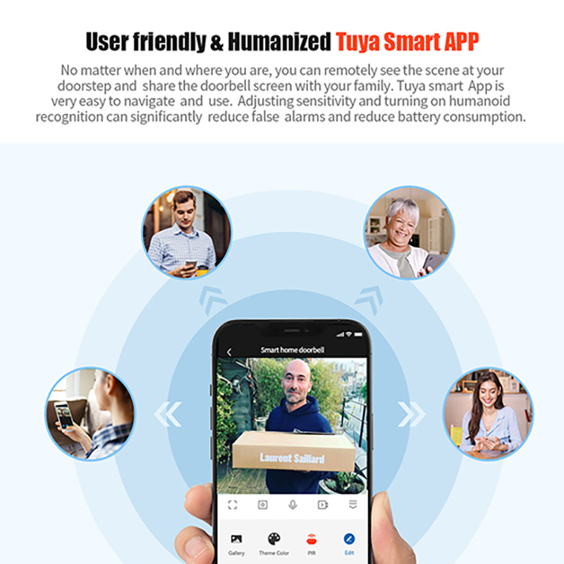 Timbre de puerta inalámbrico, audio bidireccional, video HD, cámara de timbre inalámbrico, cámara Wi-Fi con visión nocturna, alerta en tiempo real, alimentado por batería, timbre inteligente con campana, timbre de seguridad inteligente para el hogar, almacenamiento local y en la nube, fácil instalación.