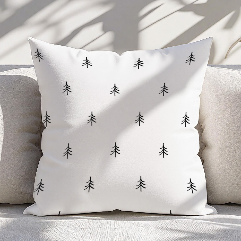 Minimalist Black White Tree Pattern Throw Pillow Cover Only, No Insert Included, Double-sided Print, 16/18/20 Inch Polyester Cushion Case For Sofa Or Bed