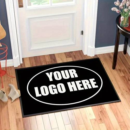 1pc customisable velvet door mat with anti slip suitable for entrance living room or bedroom add photo or text black background welcome mat front door mat perfect gift