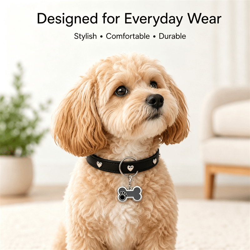 Personalized Pet Collars with Engravable Bone-Shaped Tags