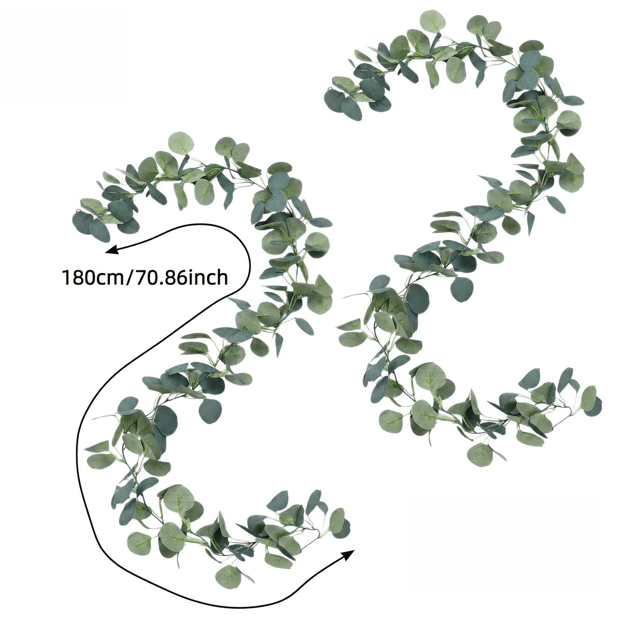 TEMU 4pcs 180cm/70.86in Artificial Simulated Eucalyptus Leaf Vine Greenery, Realistic Vine, Suitable For Arch Wedding Backdrops, Table Decorations,
