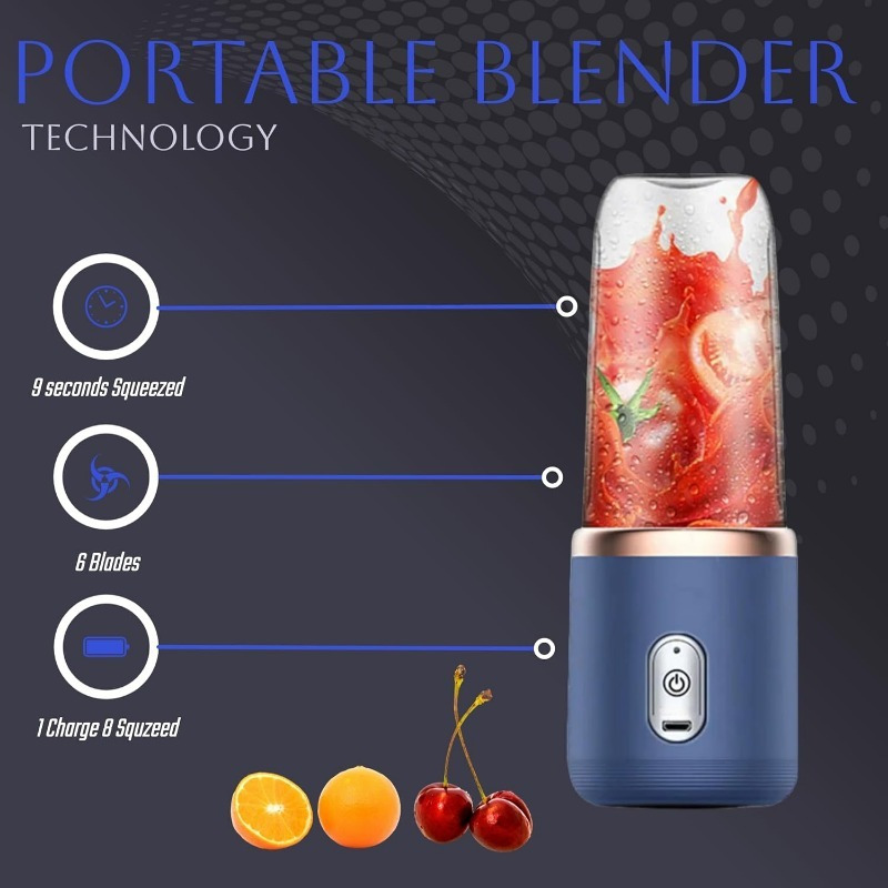 portable usb rechargeable mini juicer cup compact   blender for smoothies shakes ideal for students on the go details 4