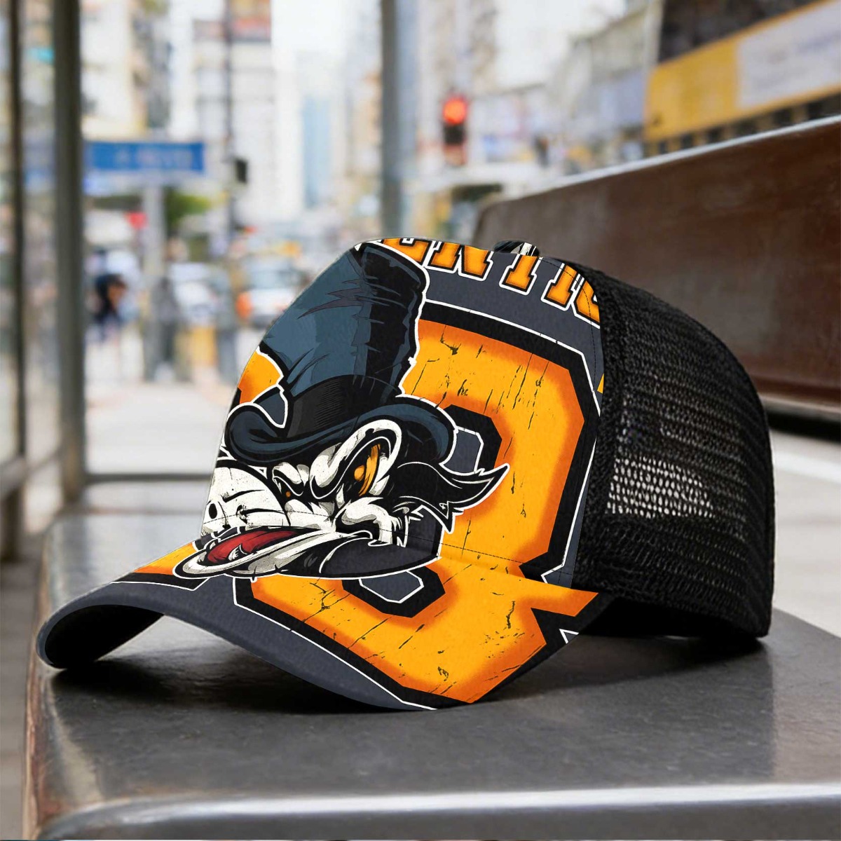 TEMU 1pc Authentic Design Print Duckbill Hat Mesh Cap With Vibrant Design Funky Style Hat Versatile For Summer Making It Ideal For Travel