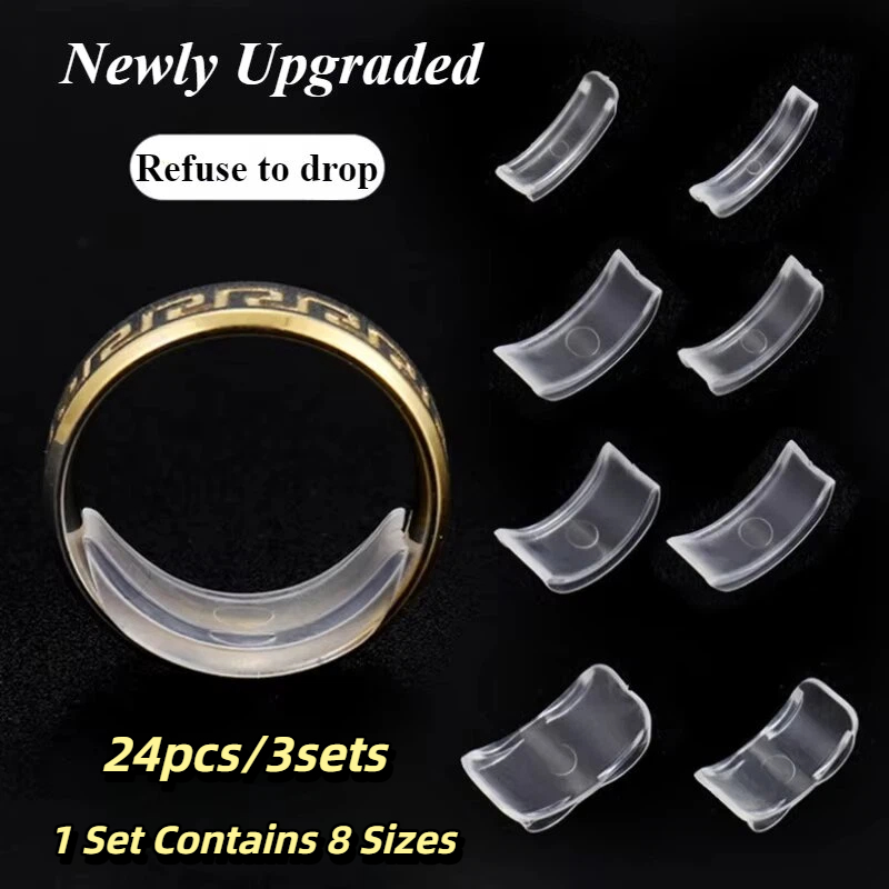TEMU 24/40pcs 3sets/5sets 8 Sizes Ring Sizer Anti-loss Proof Invisible Ring Holder Retainer Shrinker For Large Rings