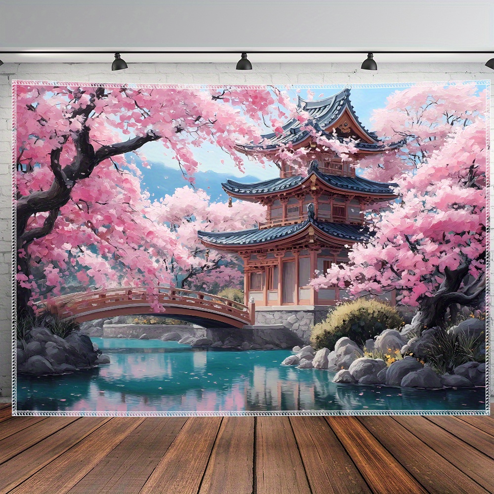 2d flat 2d flat banner1pcs japanese cherry pagoda - Temu Saudi Arabia