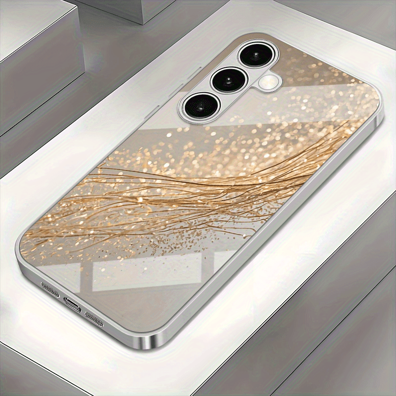 Trda ovitek za telefon: Moden zlat bleščeč črtast vzorec z elektroplateranim dizajnom, primeren za for Galaxy A05, A13, A14, A15, A23, A33, A34,