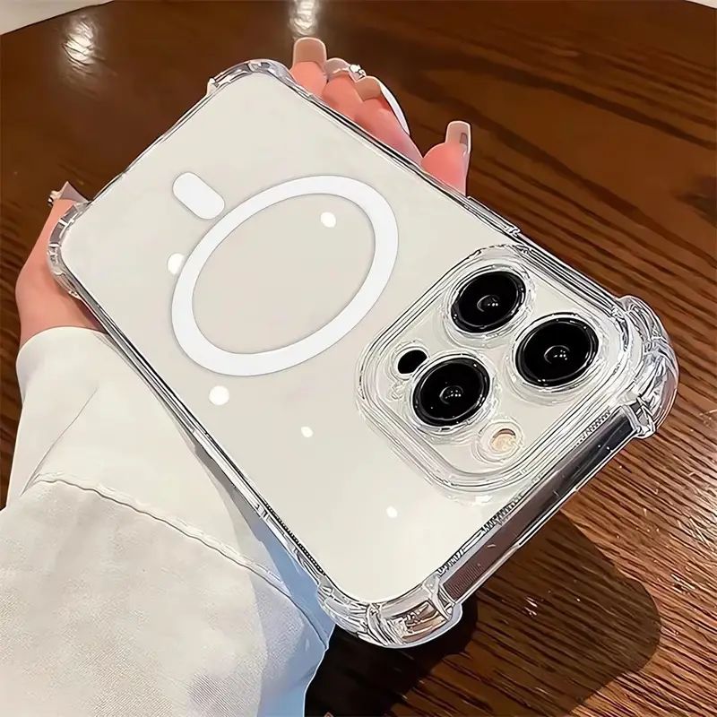 Phone Case - Transparent Magnetic Anti-Drop Four-Corner Phone Case for Iphone 12 13 14 15 16, for Iphone 12 13 14 15 16Pro, for Iphone 12 13 14 15 16Promax, Easy And Convenient Bright Phone Case