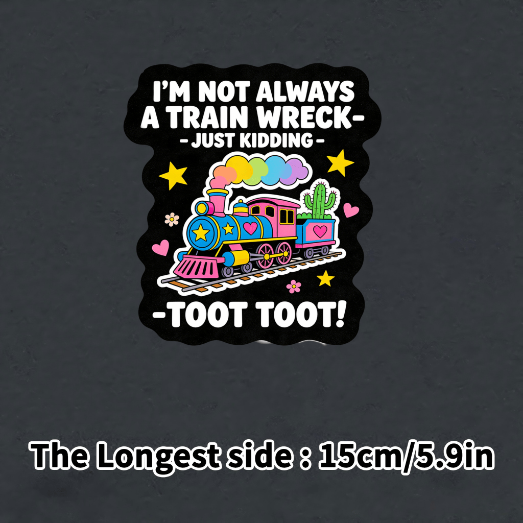 TEMU Funny Train Car Stickers - Im Not Quote Decal | Cute Cartoon Train Rainbow Design - Waterproof Vinyl Car Stickers For Car Window Bumper Laptop