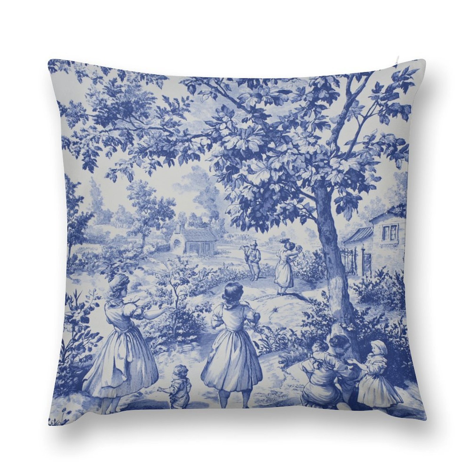 

Toile Print Throw Pillow Cover - Soft Plush, 18x18 Inch, Zip Closure, Machine Washable - Living Room, Bedroom, Outdoor Decor - Ideal Christmas Gift